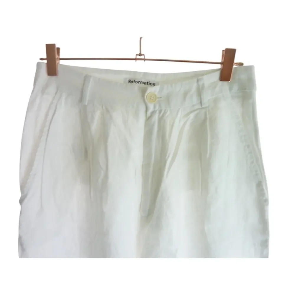 Reformation White Wide Leg Linen Pants 4